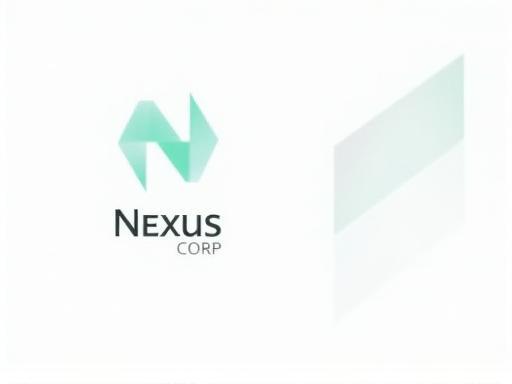 Mockup displaying the new logo and brand elements for a corporate rebrand project named 'Nexus Corp'